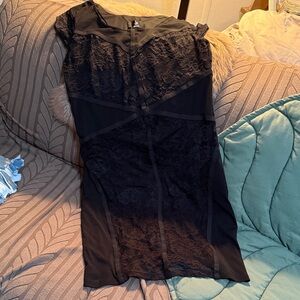 Black Lace Panel Slip Dress NWT